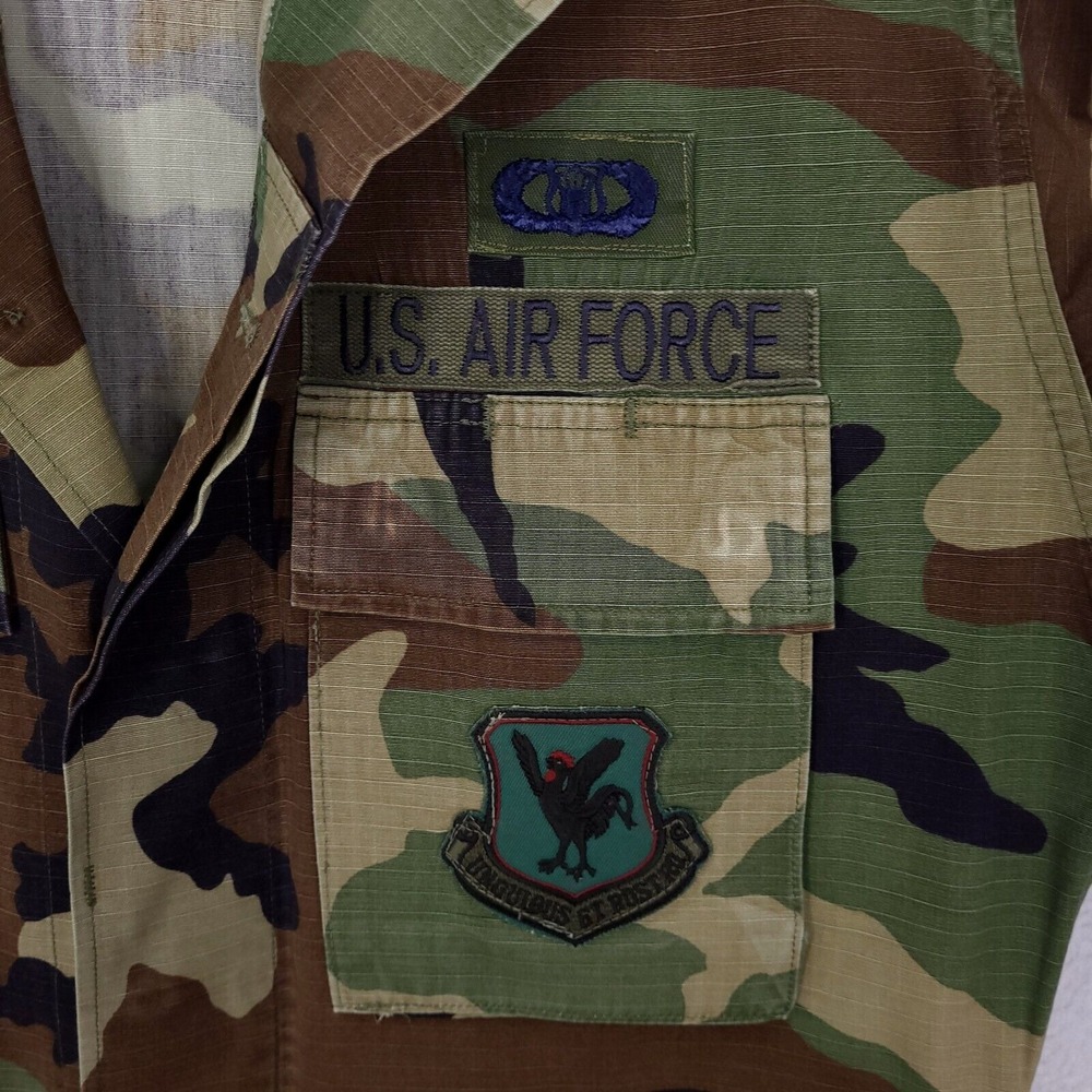 Air Force Military Button Up Jacket Wing Combat Coat Sz Small Long Camo Pockets - Picture 7 of 11